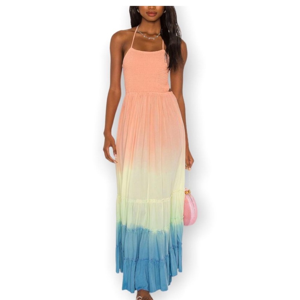 Tiare Hawaii Peach and Blue Ombre Maxi Dress